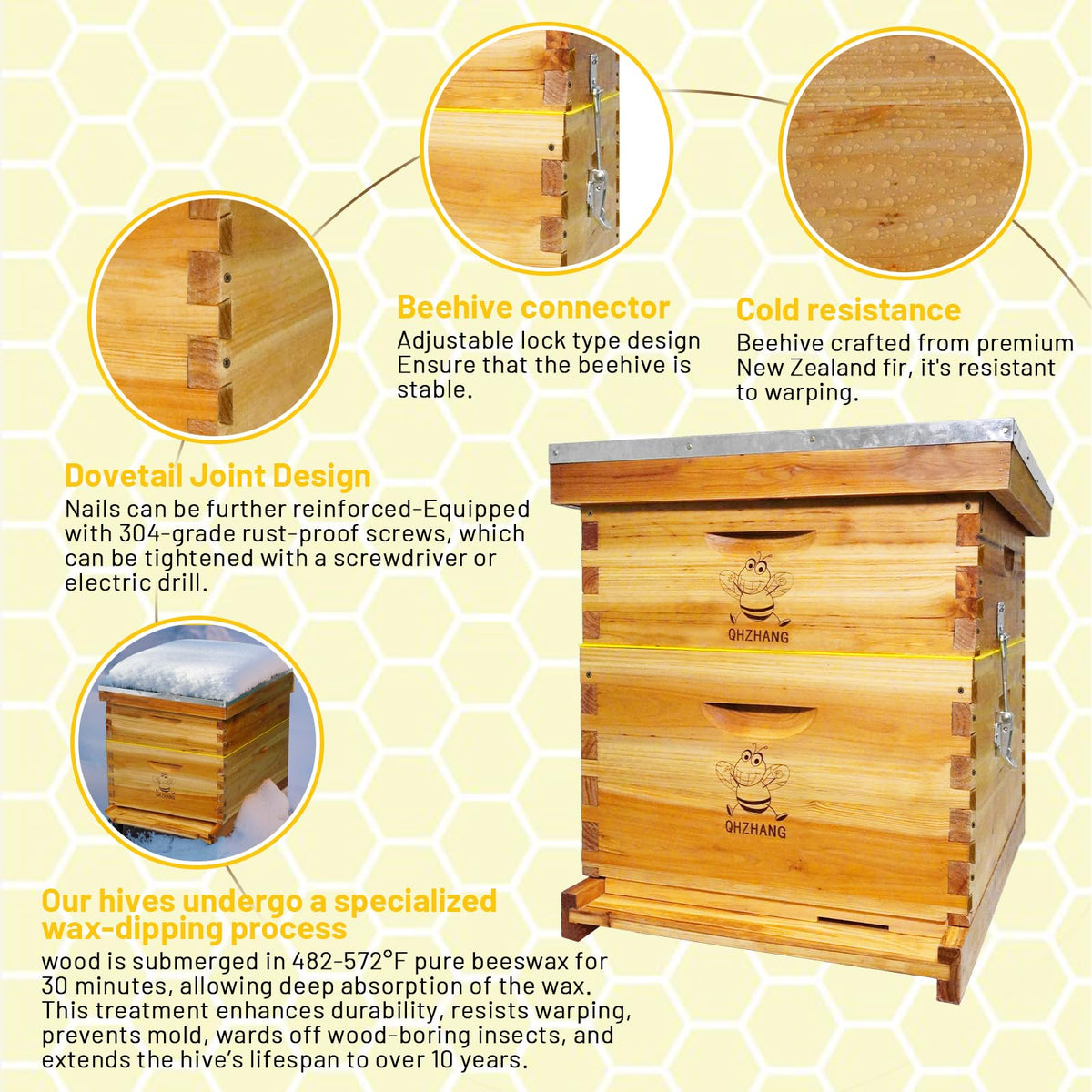 QHZHANG beehive starter kit inner cover aids insulation and moisture control