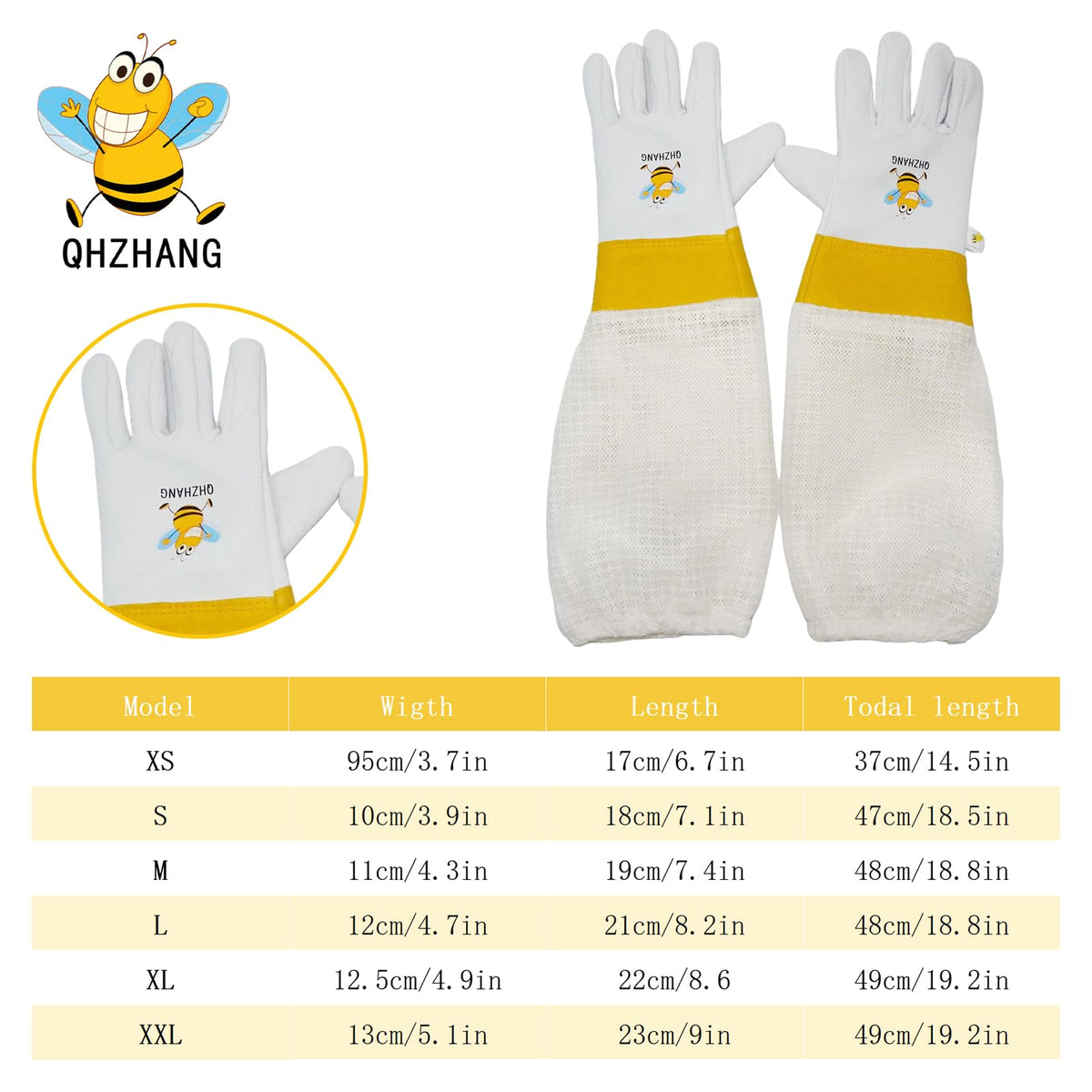 QHZHANG gloves showcase dexterity-focused finger design for precise beekeeping tasks.