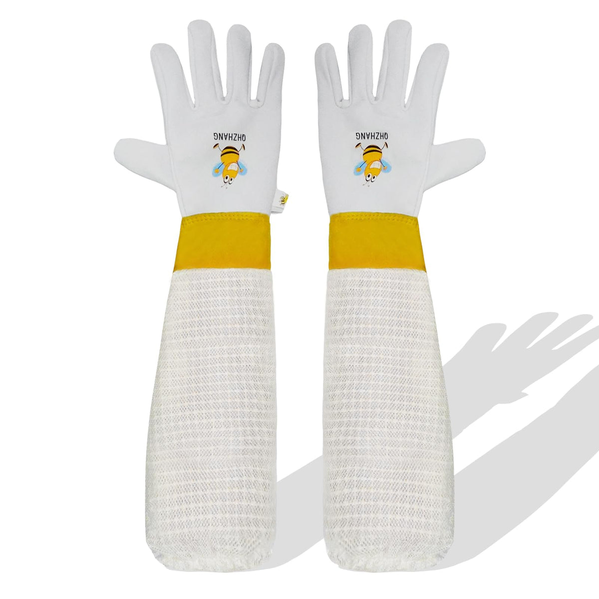 QHZHANG sting-proof goatskin beekeeping gloves for professional protection.