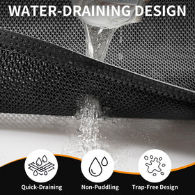 QiCaiJia non-slip texture keeps the mat secure on tile or concrete.