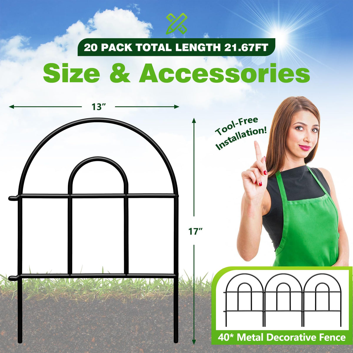 QIAOKAIYAN no-dig fence panel enables tool-free setup for quick yard privacy.