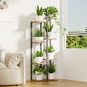 Qiaogreen multi-pot display accommodates several plant varieties for a dynamic arrangement.