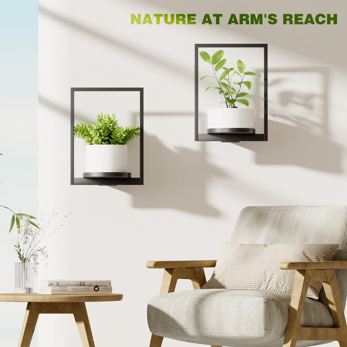 Qiaogreen two-pack wall-mounted shelves transform blank walls into vibrant focal points.