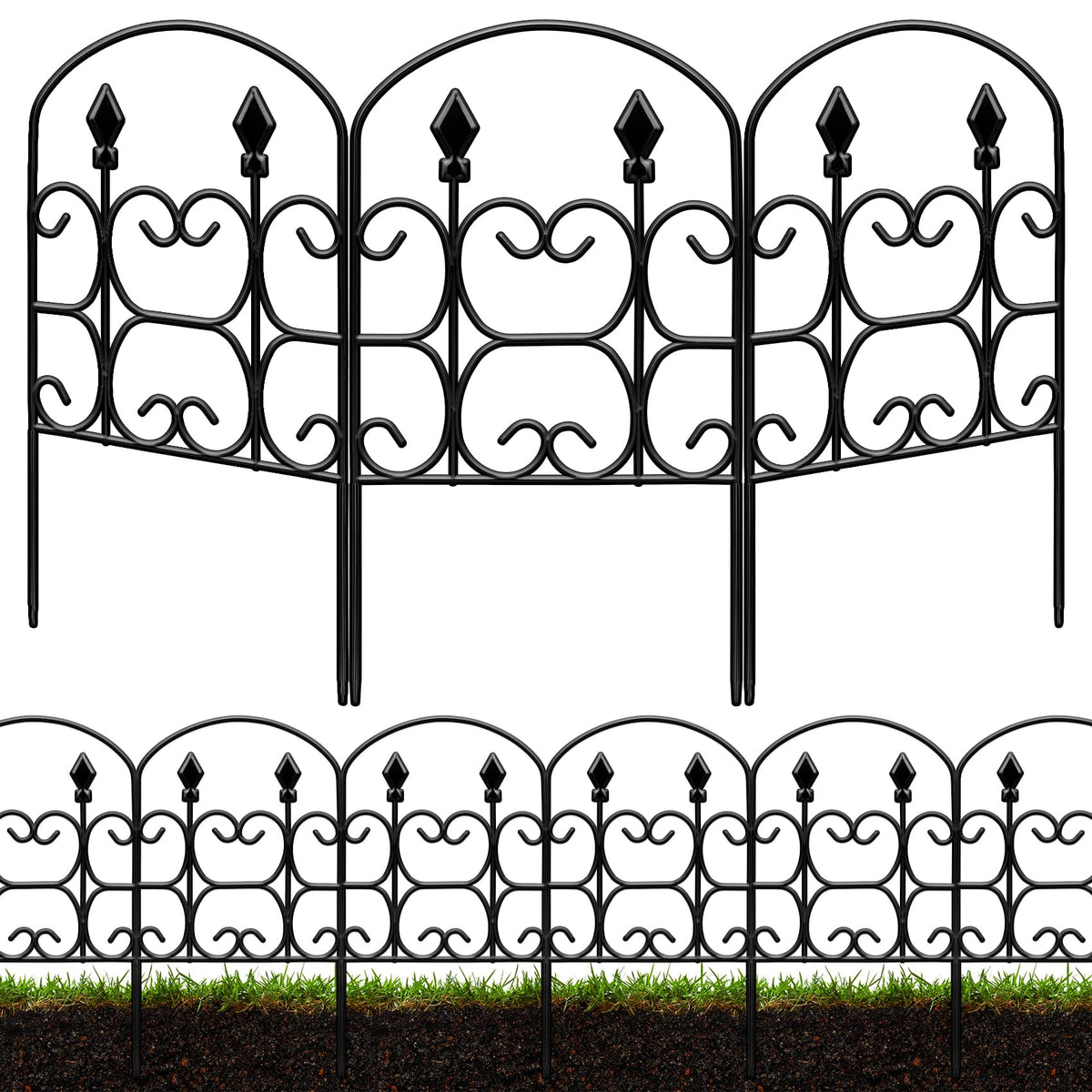 QIAOKAIYAN 19-pack decorative fence panels arranged for easy installation and long edging