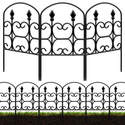QIAOKAIYAN 19-pack decorative fence panels arranged for easy installation and long edging