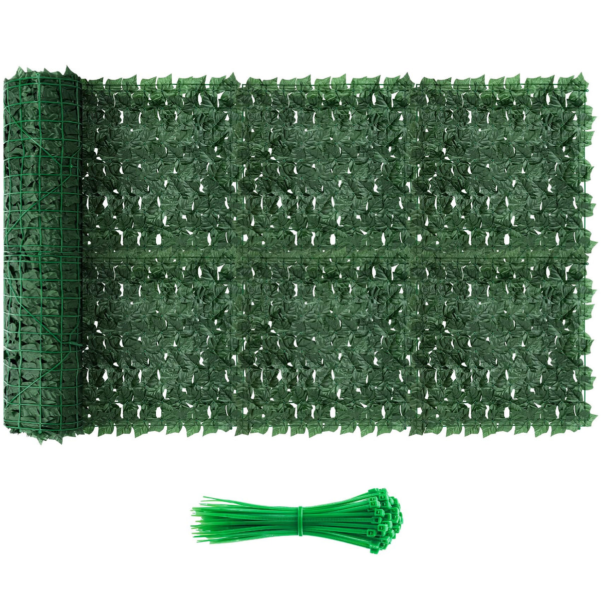 QIAOKAIYAN artificial ivy privacy fence assembled panel with dense leaves.
