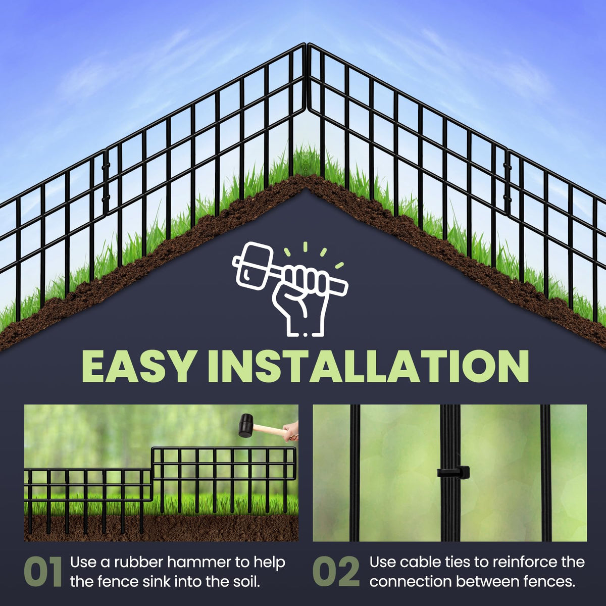 QIAOKAIYAN multipurpose garden fence protects plants and decorates outdoor spaces.