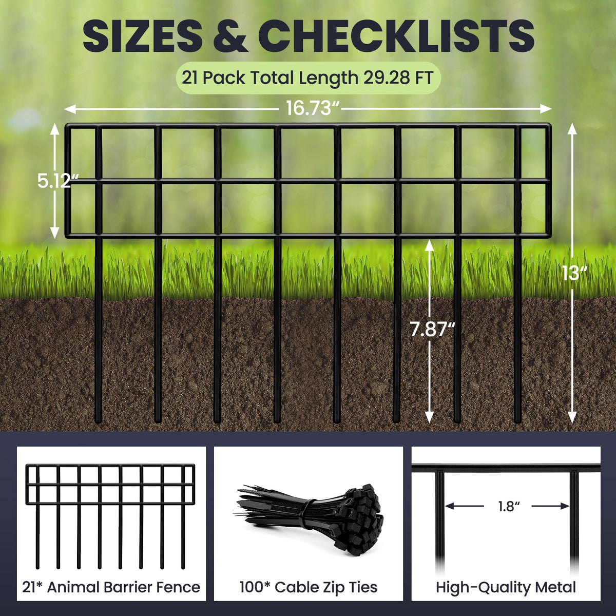 QIAOKAIYAN no-dig fence panel extending yard protection against digging incidents.