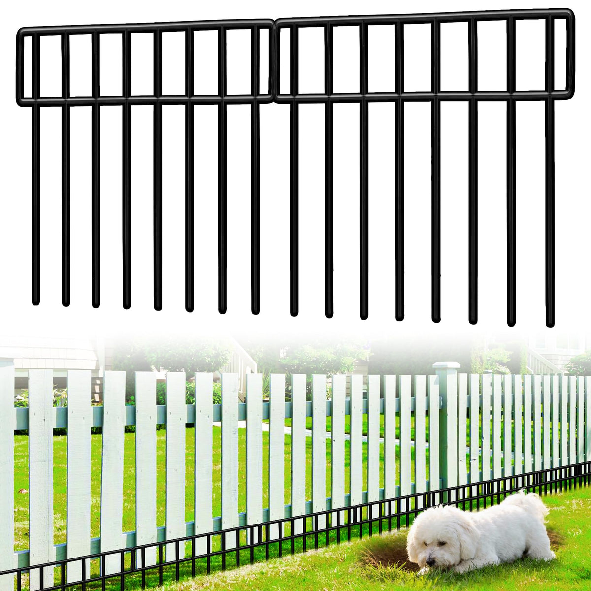 QIAOKAIYAN no-dig fence panel being installed with zip ties for fast tool-free installation.