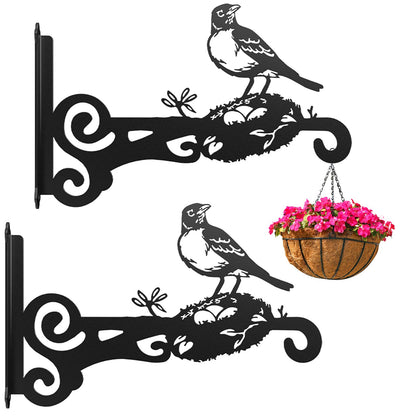 Qiaomeiysp 10-inch metal plant hanger with bird pattern for indoor decor and lush displays