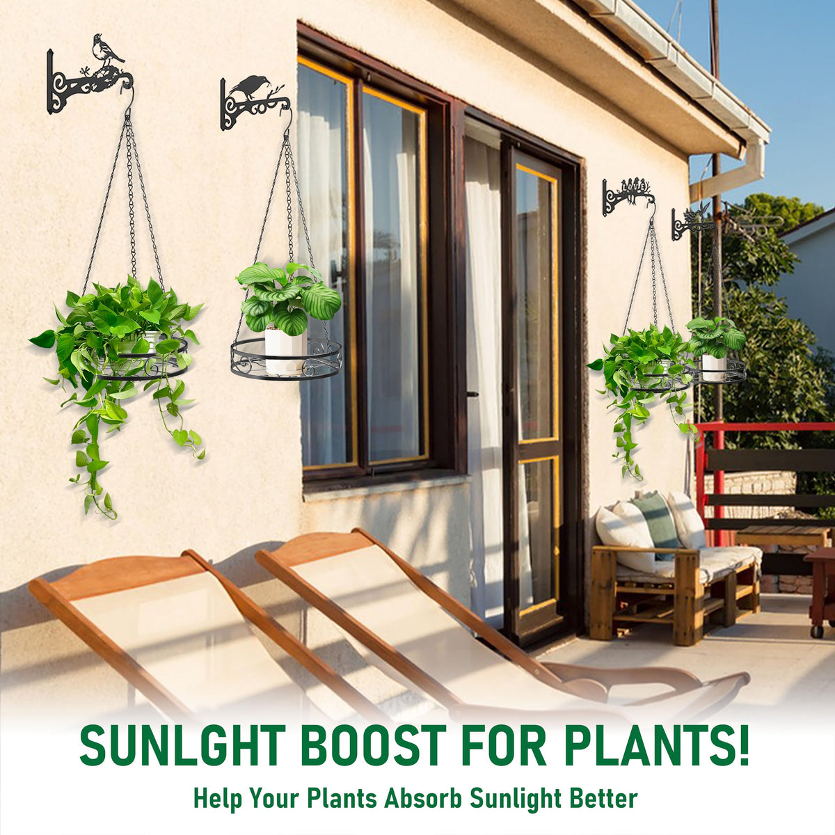 Qiaomeiysp indoor/outdoor hanging plant holder, easy ceiling or wall mounting.
