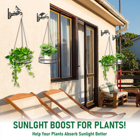 Qiaomeiysp indoor/outdoor hanging plant holder, easy ceiling or wall mounting.