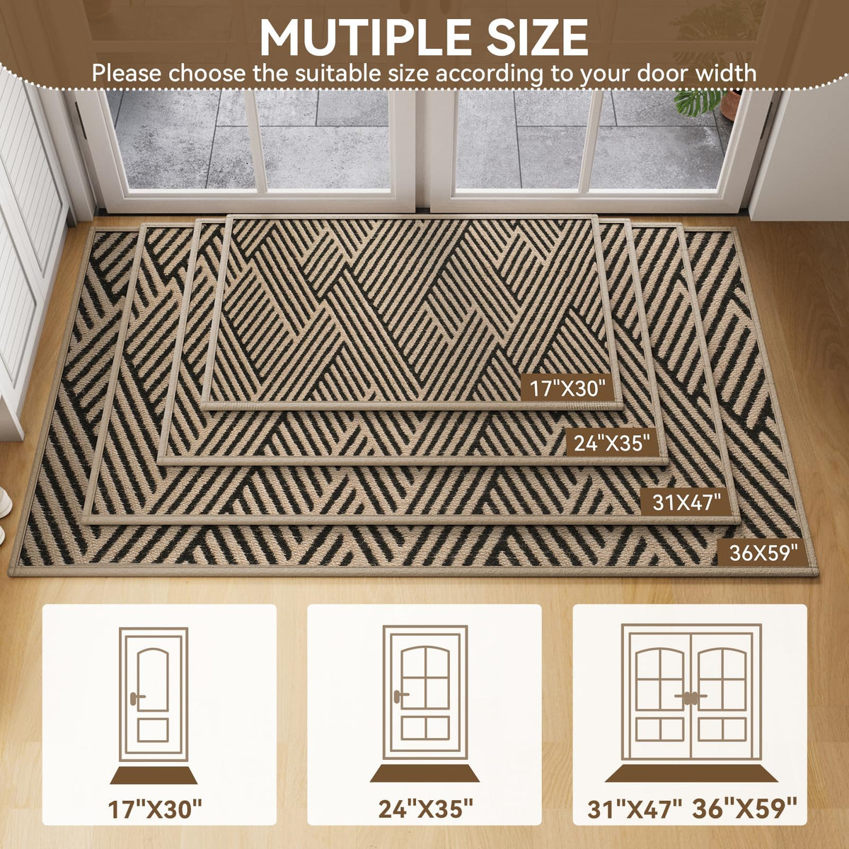 QiCaiJia door mat traps dirt and moisture, helping keep floors clean.