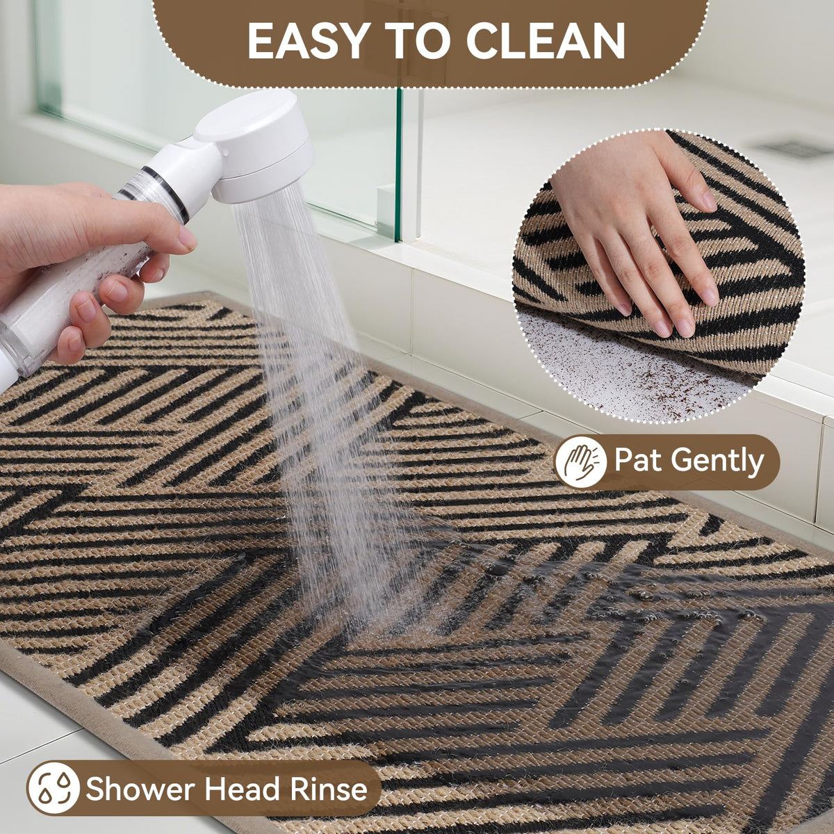 QiCaiJia easy-clean mat cleans with shake, hose rinse, or gentle wash.
