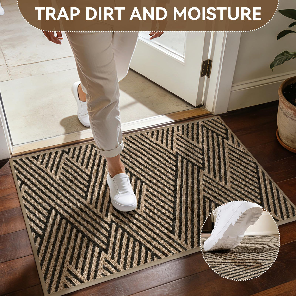 QiCaiJia door mat features non-slip rubber backing for stable safety.