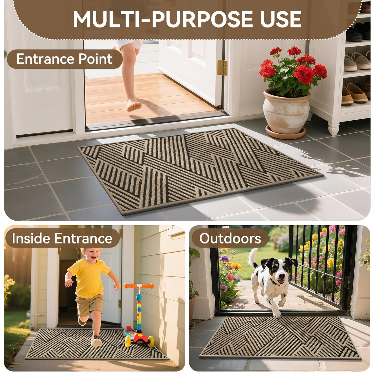 QiCaiJia 36x59 inch mat welcomes guests with practical protection.