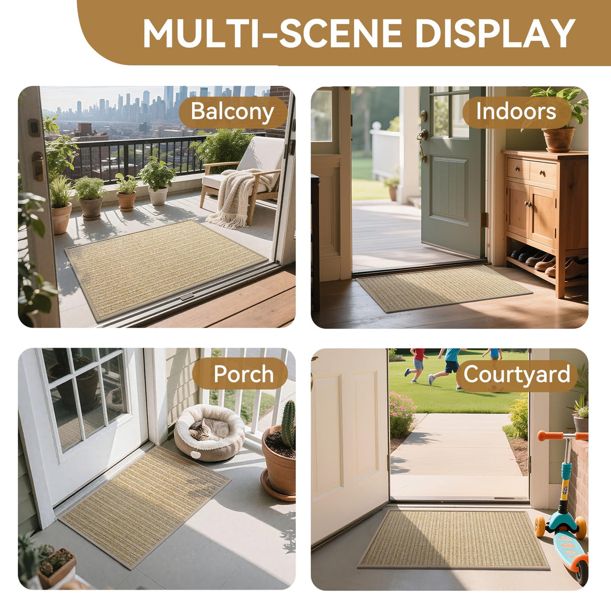 QiCaiJia durable-stain-resistant-mat-brown resists fading in sun or rain.
