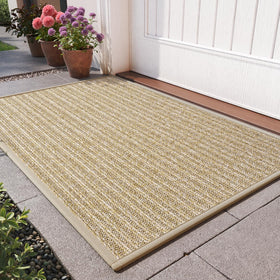 QiCaiJia front-door-mat-17x30-brown traps dirt and moisture for cleaner entryways.
