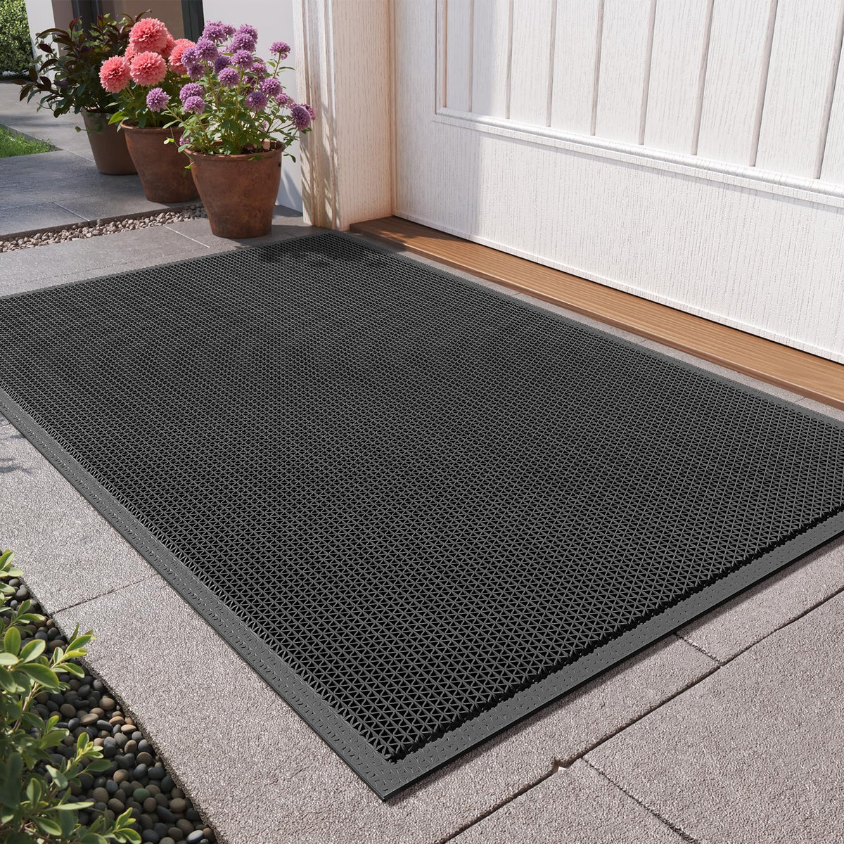 QiCaiJia front door mat 20x31 traps dirt at entry for cleaner floors