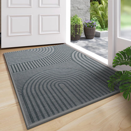 QiCaiJia front door mat 24x35 grey; a clean, modern entryway touch.