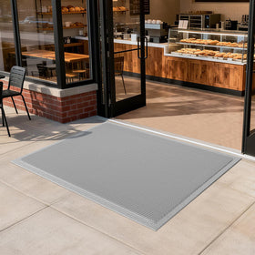 QiCaiJia front door mat 31x47 with drainage traps dirt outside.