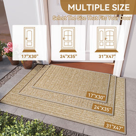 QiCaiJia front-door-mat-closeup-brown shows durable, heavy-duty construction.
