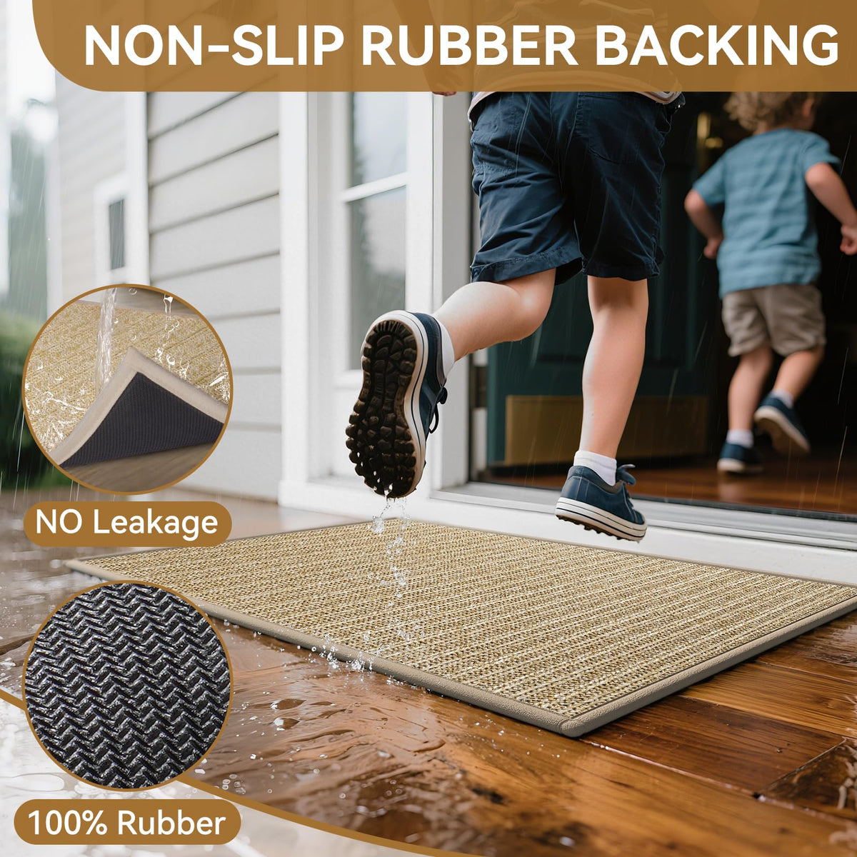 QiCaiJia mat-textured-backing-brown provides secure grip on floors.
