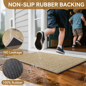 QiCaiJia mat-textured-backing-brown provides secure grip on floors.
