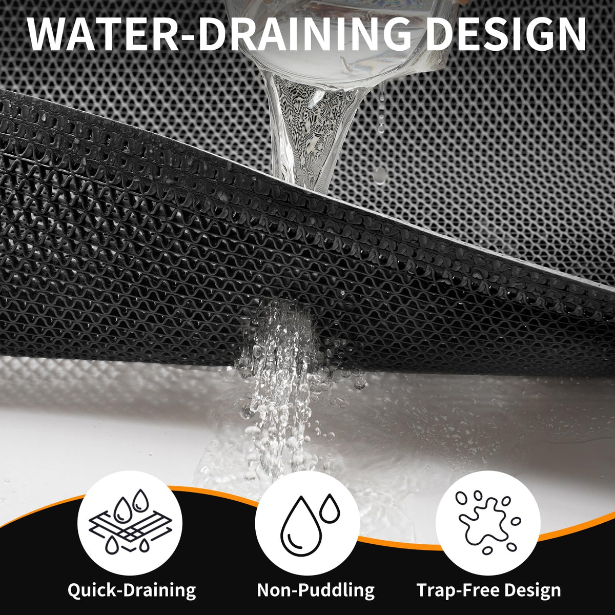 QiCaiJia non-slip texture keeps mat securely in place on tile