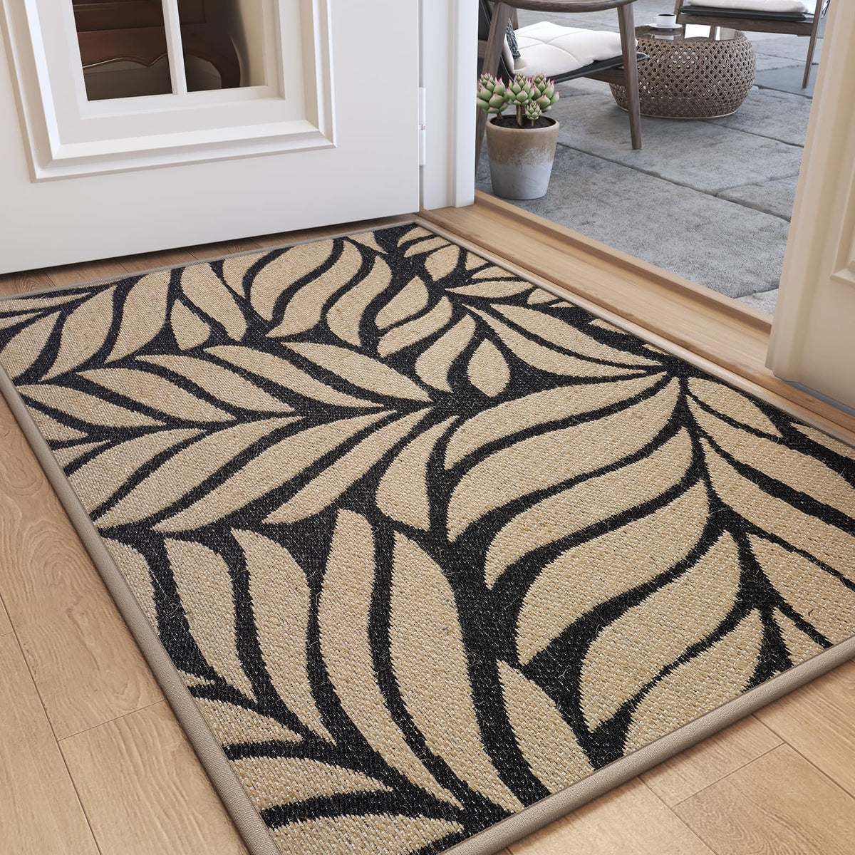 QiCaiJia door mat 31x47 front view ensures a safe, stylish entryway
