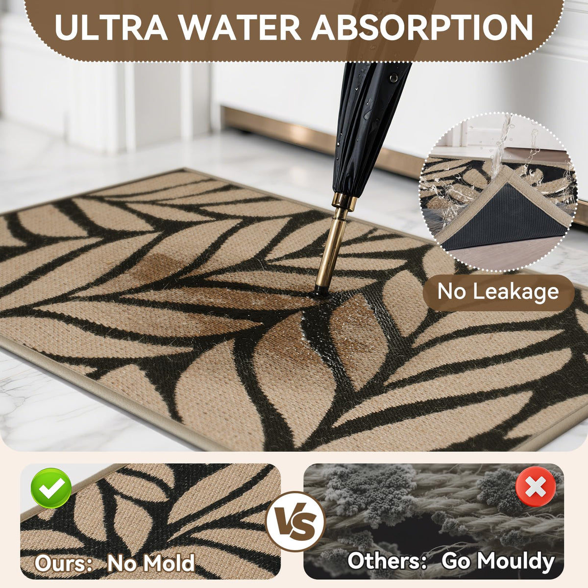 QiCaiJia dirt-trapping mat keeps floors clean after wet weather