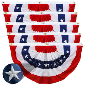 QIDSJCCBD Americana bunting flag 2x4 ft with embroidered stars for outdoor decor.