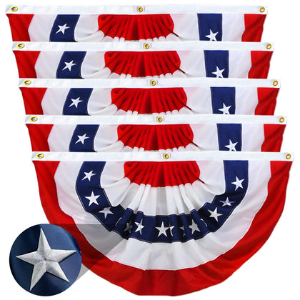 QIDSJCCBD Americana bunting flag 2x4 ft with embroidered stars for outdoor decor.