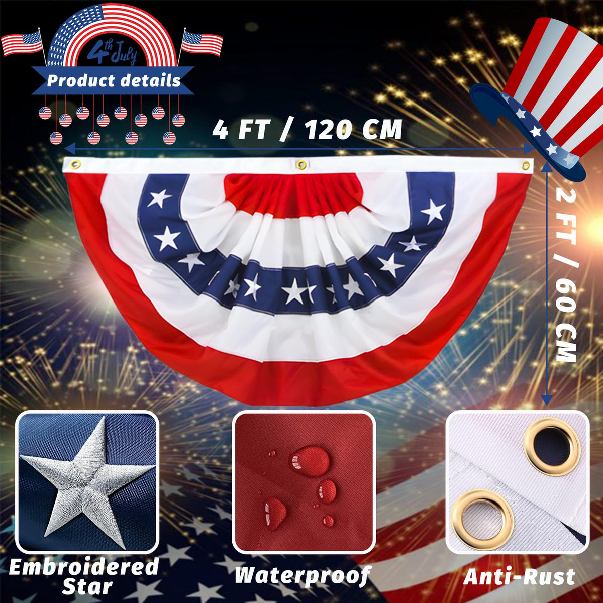 QIDSJCCBD embroidered stars bunting banner for a lasting patriotic display.