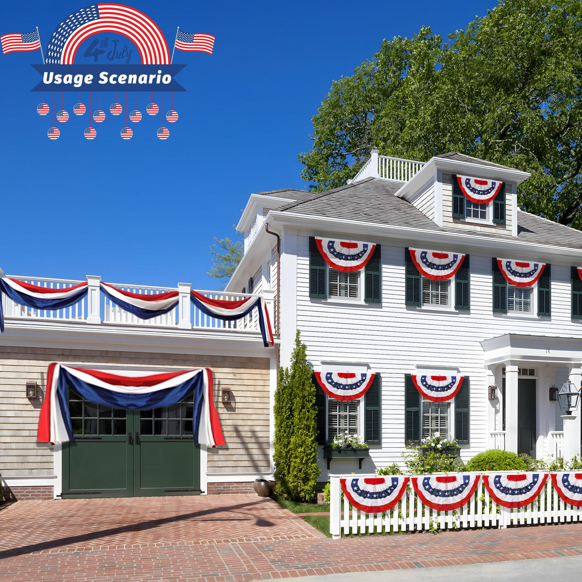 QIDSJCCBD red white blue flags set for versatile holiday decorating.
