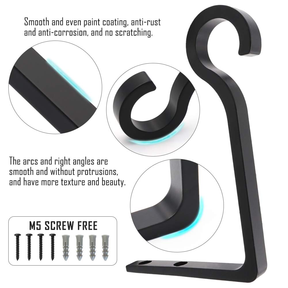 QIEGL 6inch metal hanging hook on wall in black for garden decor.