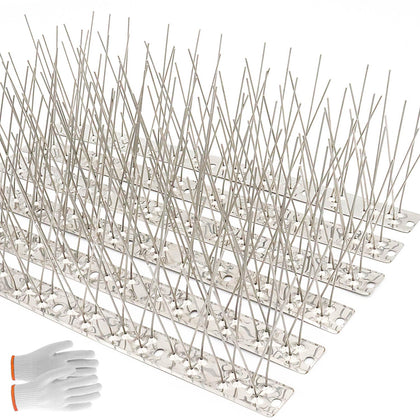 QIEGL Bird Spikes 304 stainless steel close-up showing corrosion-resistant spikes for outdoor use.