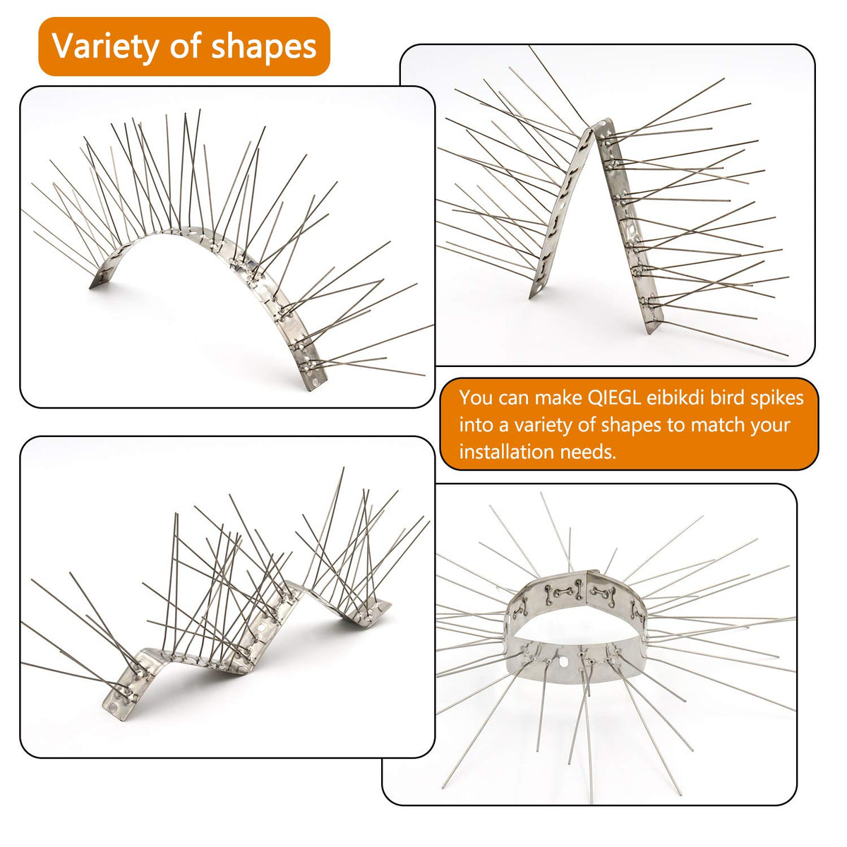 QIEGL Bird Spikes 37-base pack layout ready for versatile installation options.