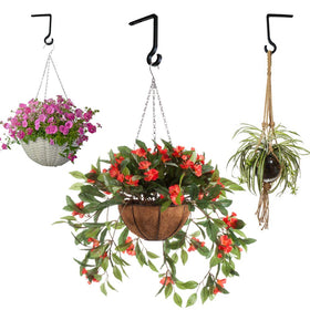 QIEGL flower basket holder elevates blooms on fences or decks.