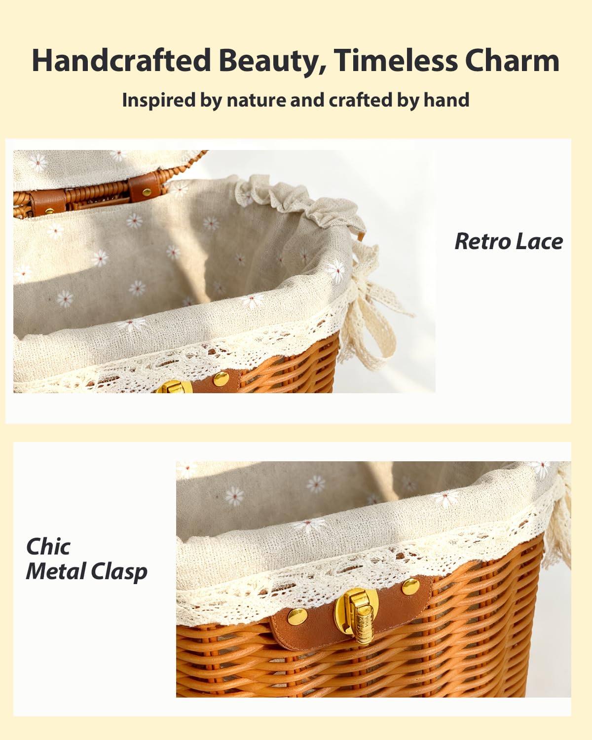 QienRiny picnic basket with foldable handles enables easy transport.