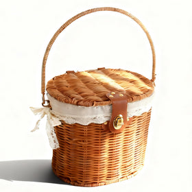 QienRiny small picnic basket with lid offers durable outdoor storage.