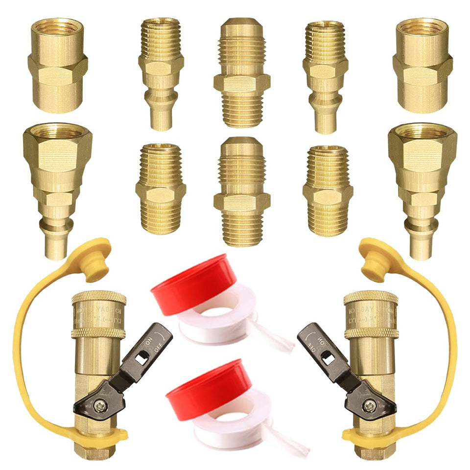 Qieoyk propane quick-connect kit for easy outdoor grilling and RV hookups.