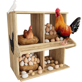 Qifeila chicken nesting box front view with accessible egg collection and perches.