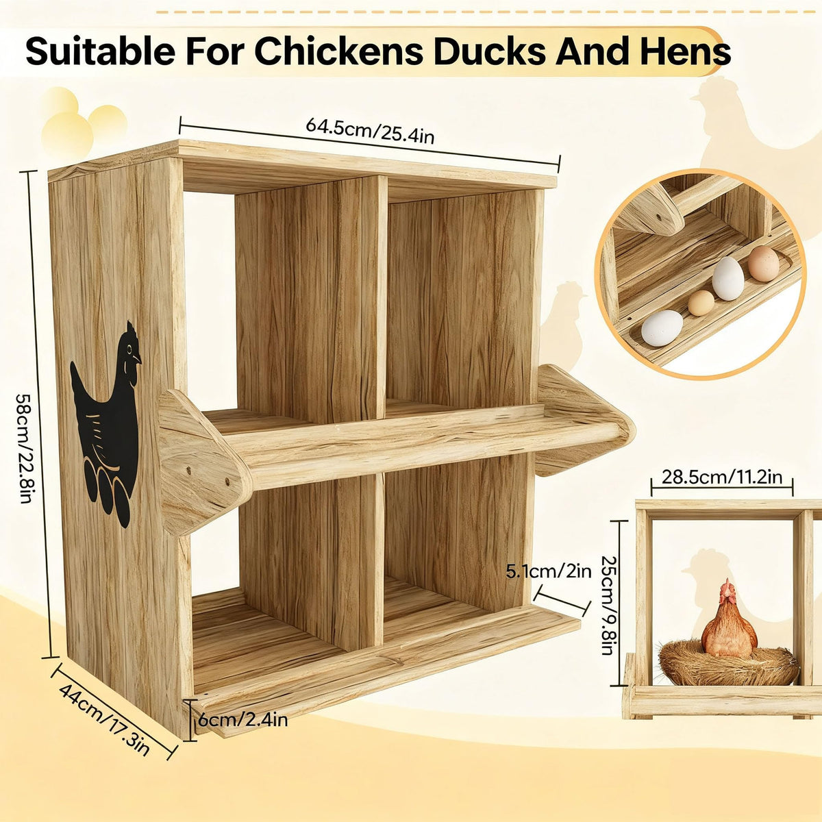 Qifeila chicken nesting box interior with perches demonstrates tidy spaces.