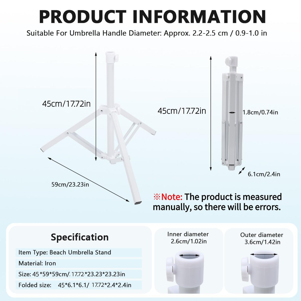 Qiilu triangular iron support offers sturdy stability for outdoor umbrellas.