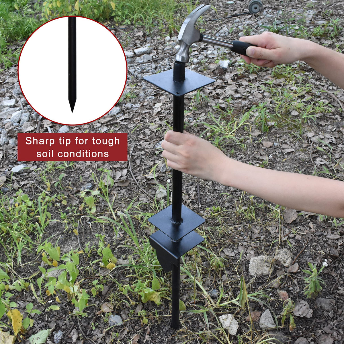 Qikdesign 36-inch arm supports a up to 24-inch sign with the post.
