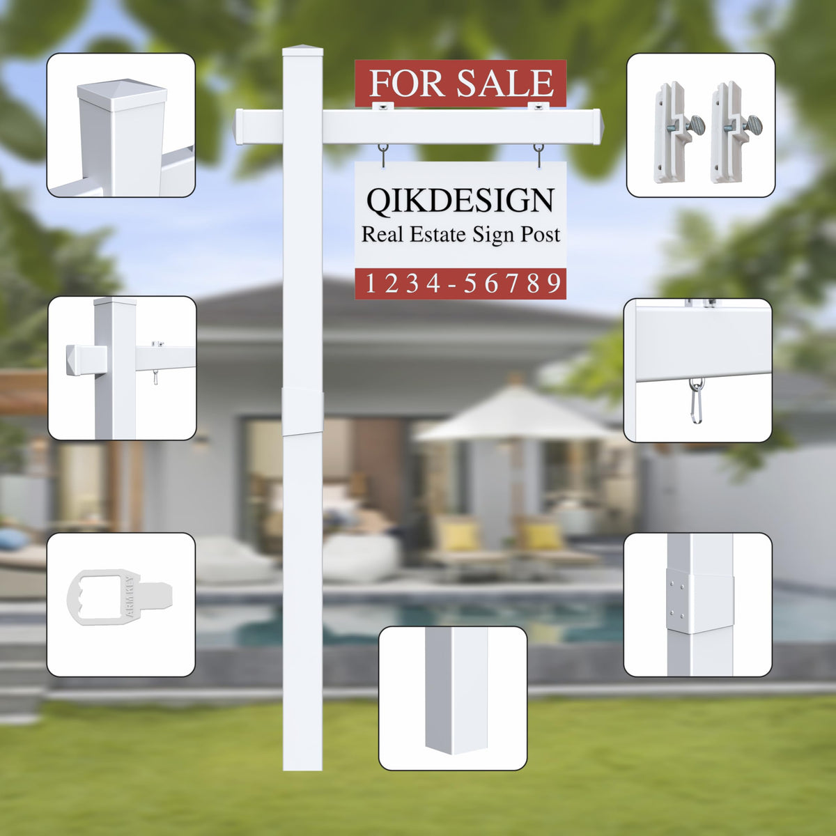 Qikdesign 72-inch vinyl PVC post ready for 24-inch signs.