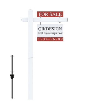 Qikdesign white 6 ft vinyl real estate sign post with flat cap ideal for open houses.