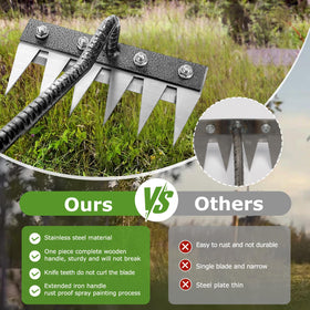 Qikstren Gardenia iron weeding rake bolt reinforced for stability.