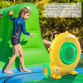 QILEBA 750W air blower in use powers bounce houses and water slides smoothly.